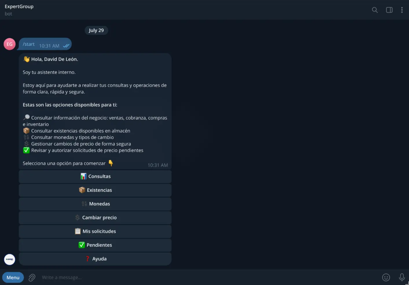 Imagen del proyecto Telegram Bot